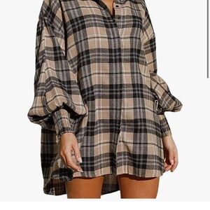 Plaid Oversized Shirt Dress